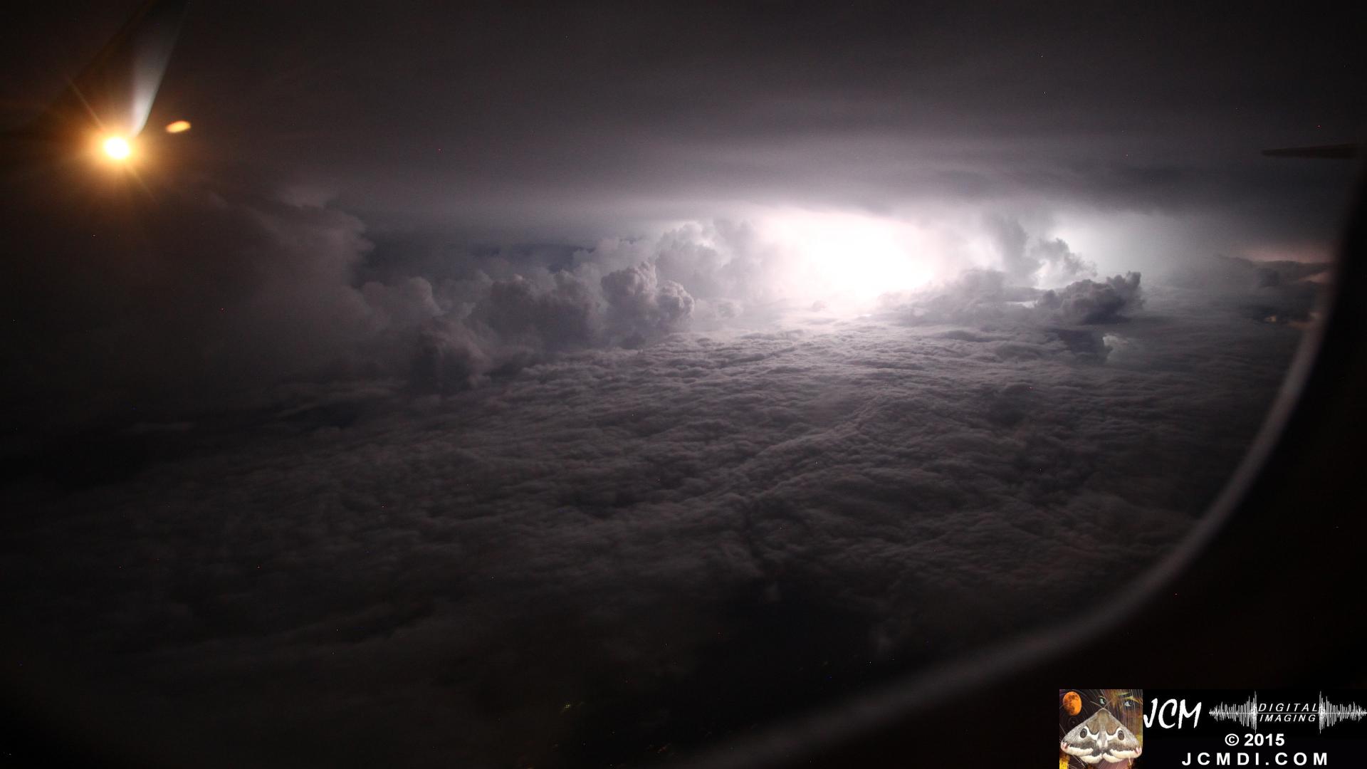 Cloud lightning from aircraft window � BNA to LAX 7-28-2015 hand-held, Canon 5D Mk2